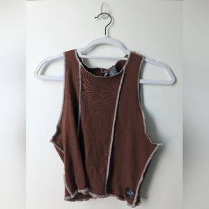 Tilly's Sky & Sparrow Brown Cropped Tank Top XL